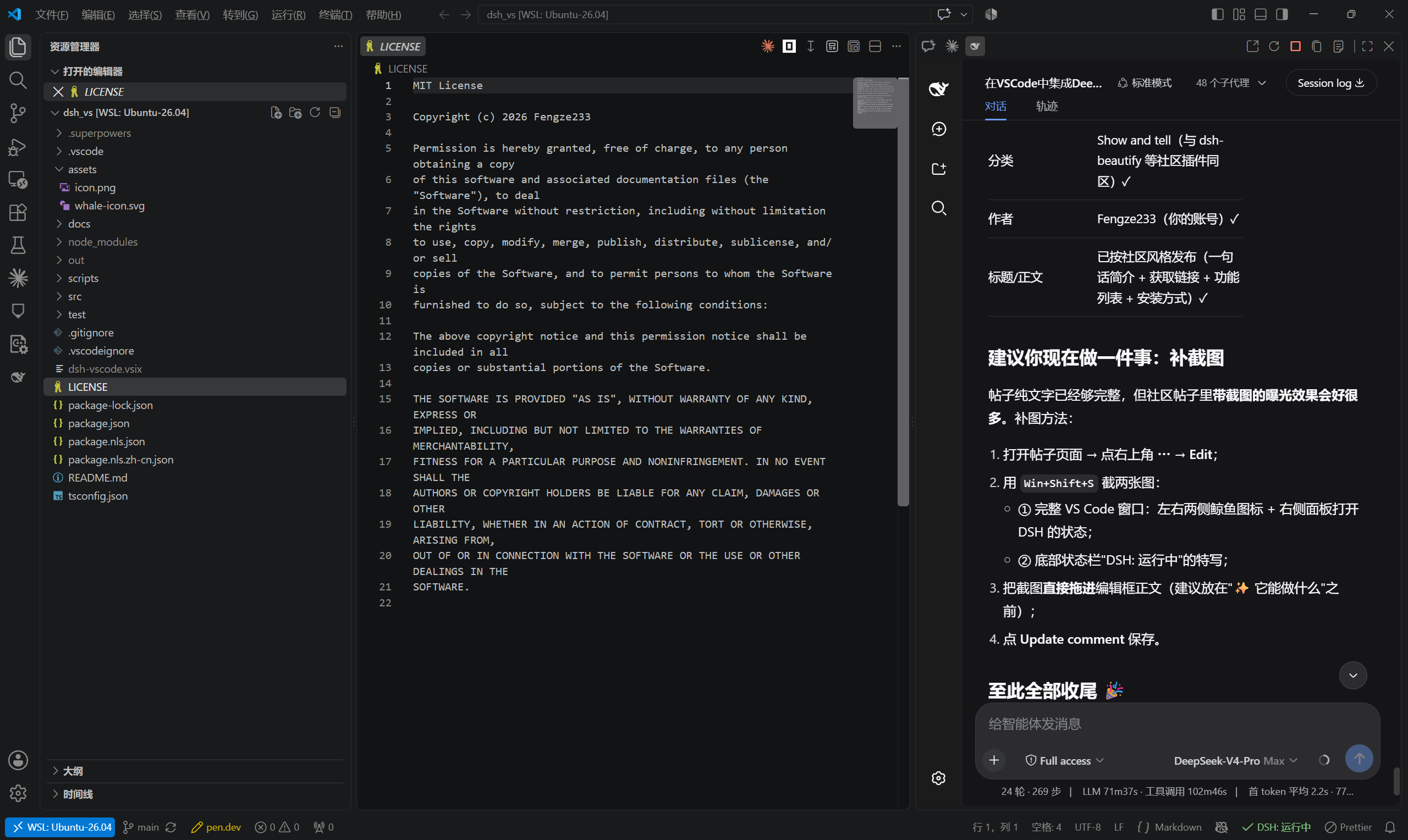DSH for VS Code 界面截图