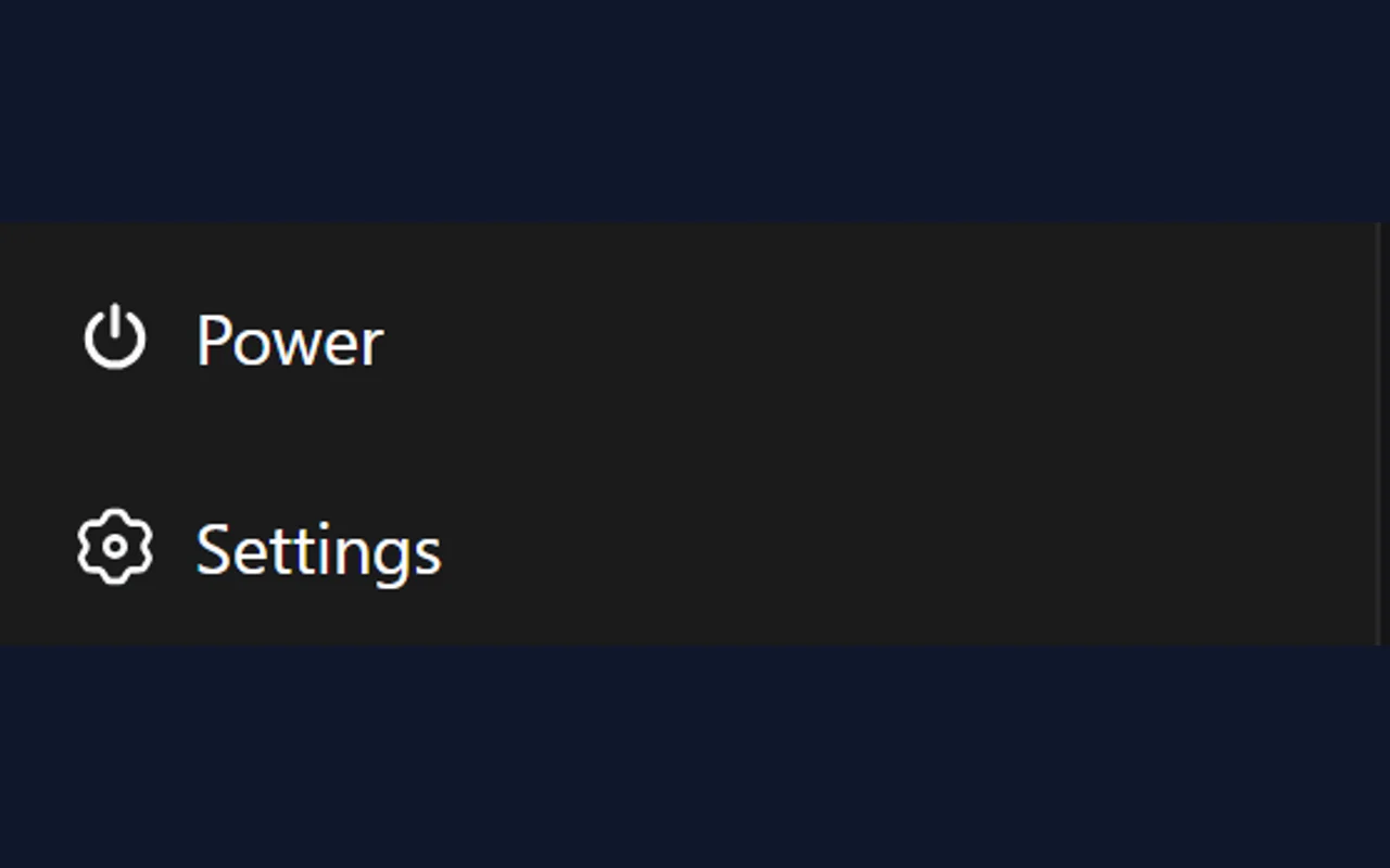 Power button in the sidebar footer