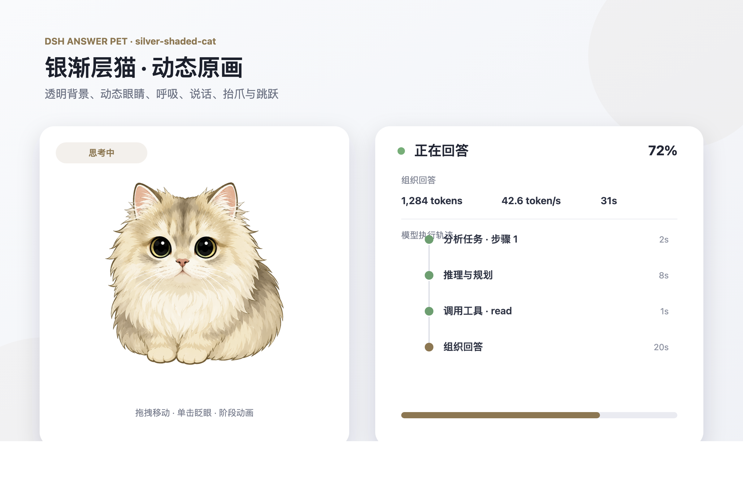 银渐层猫主题与回答状态卡