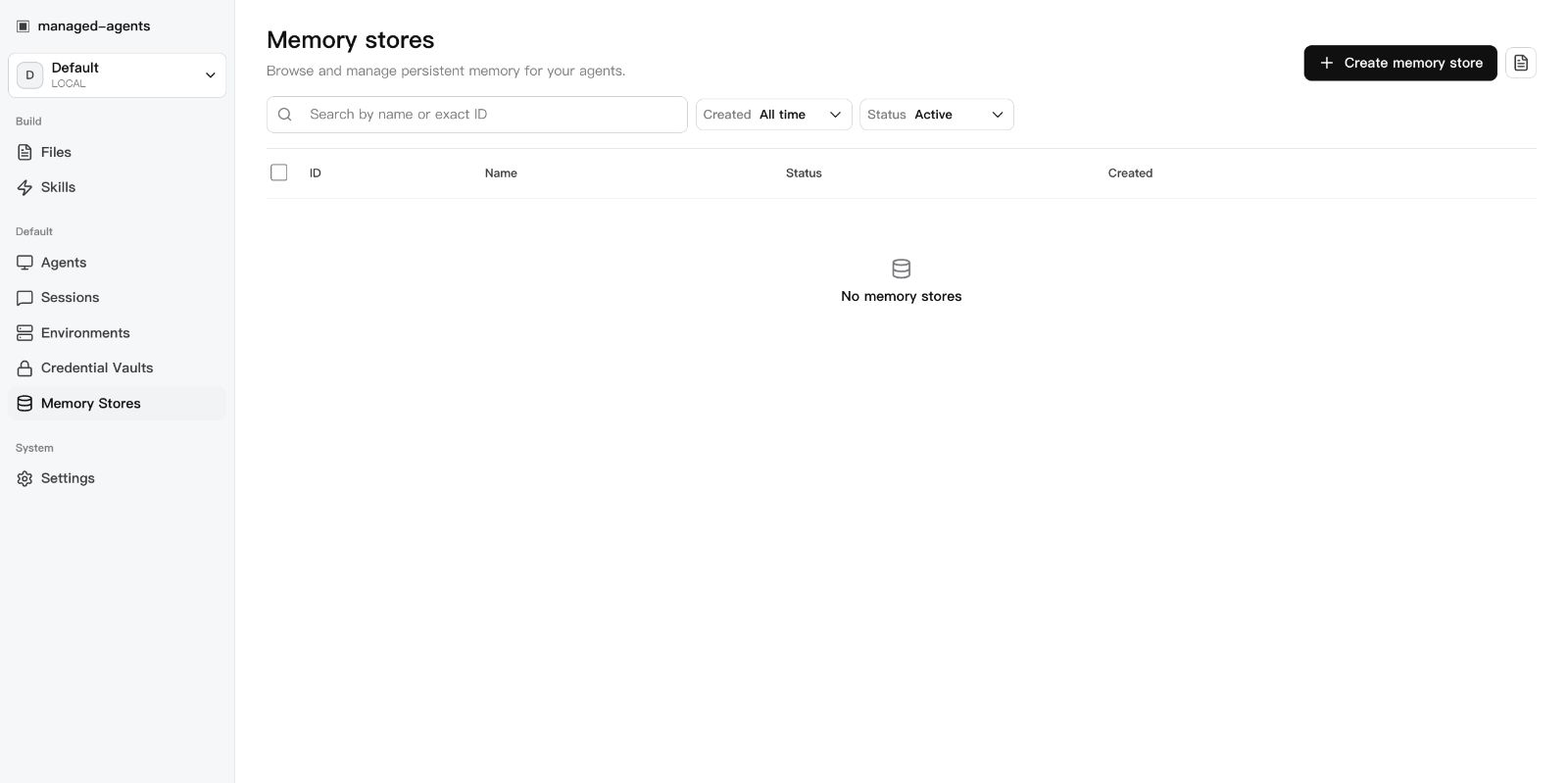 dashboard memory stores