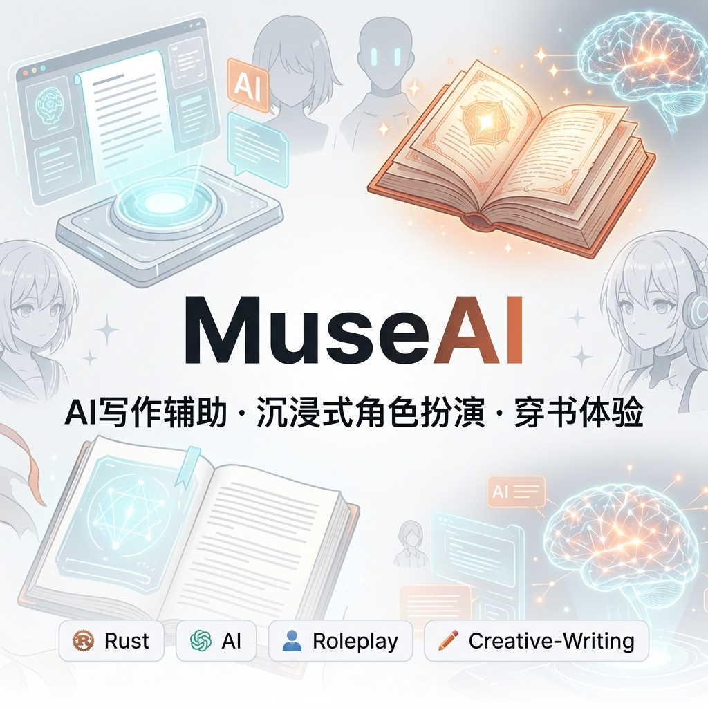 MuseAI 首页：本地 AI 伴侣、文字冒险、穿书互动和创作工具入口